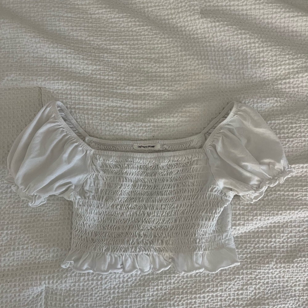 Elegant White Smocked Women's Top